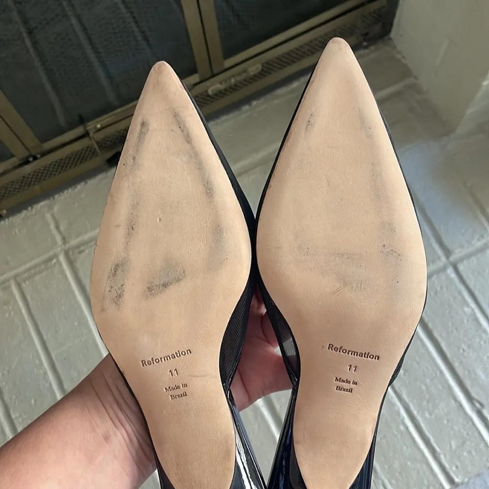 Reformation Wilda Kitten Heel size 11 Black Mesh sold out! - Image 13