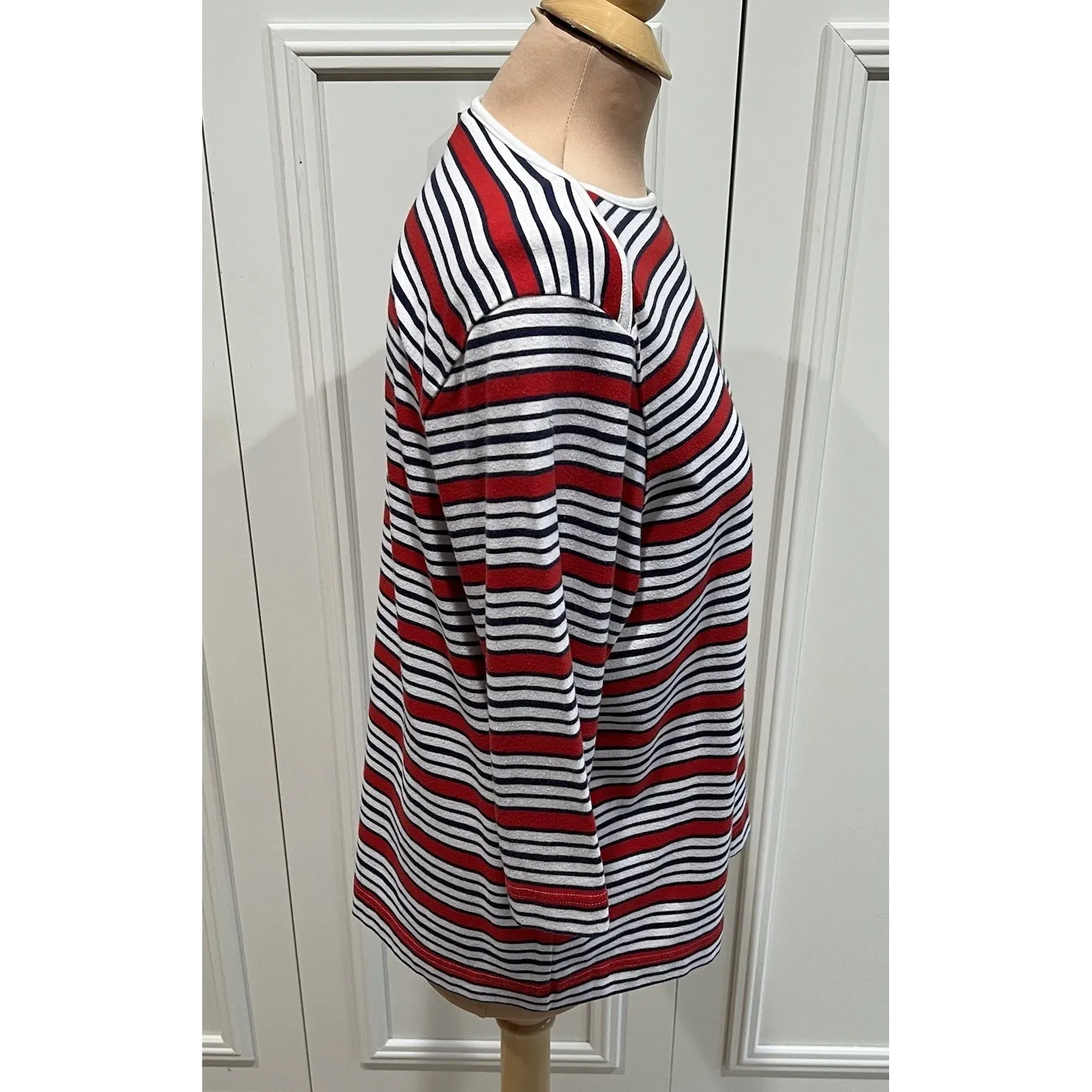 Vtg Jantzen Classics Striped Knit Top Red White Blue Nautical 80s 90s - Image 3