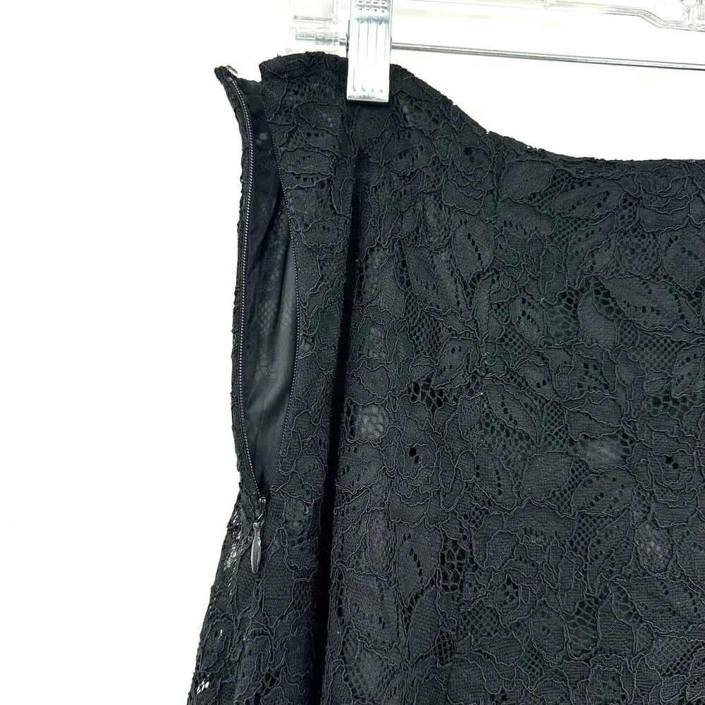 Halogen Size 10 Skirt Black Layered Lacey Crocheted Midi Flare Basic Casual Work - Image 4
