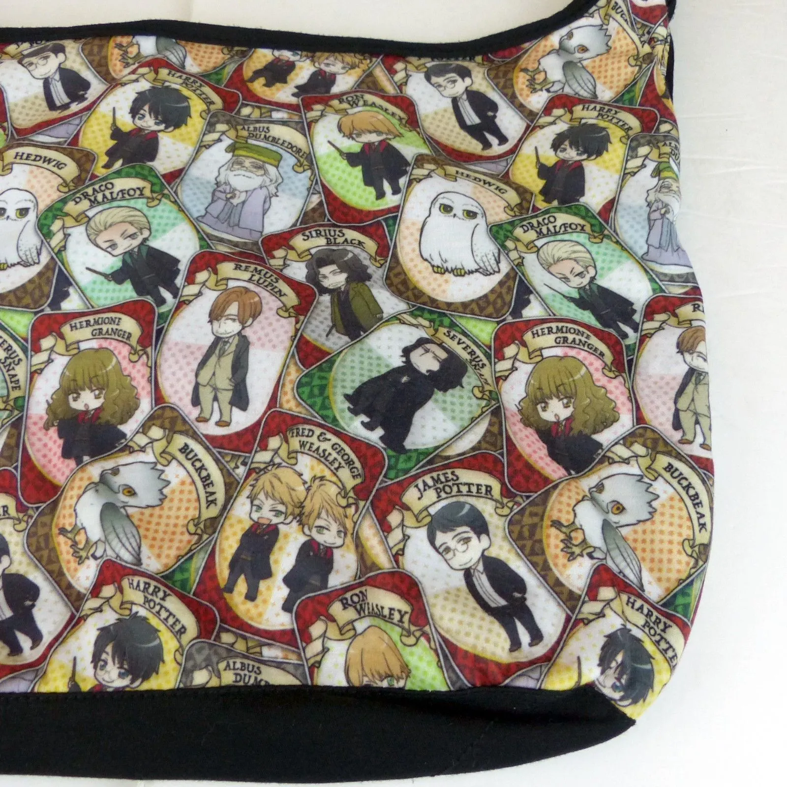 Harry Potter Chibi Card Hobo Bag Shoulder Tote Purse Black Multicolor 18x12 - Image 5