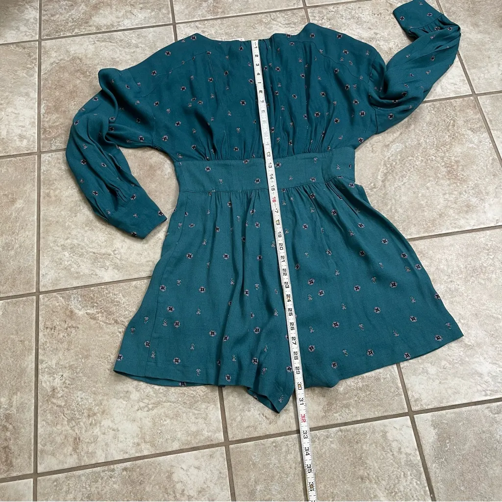 $128‎ NWT FREE PEOPLE SzS LOVE GROWS LONG SLEEVE ROMPER GREEN COMB - Image 4