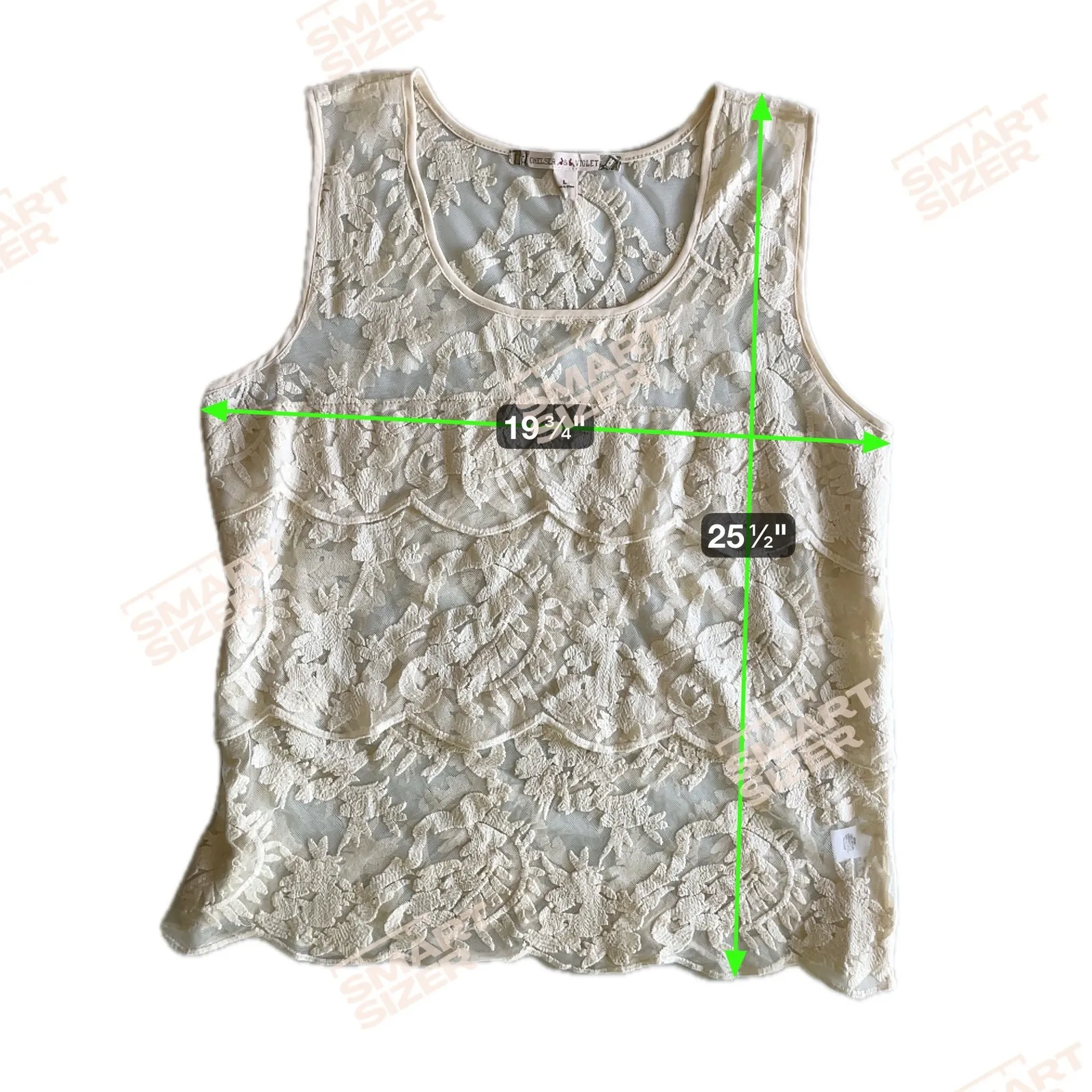 Chelsea Violet Womens Lace Sheer Blouse Size‎ L Cream Sleeveless Boho Cottage - Image 7