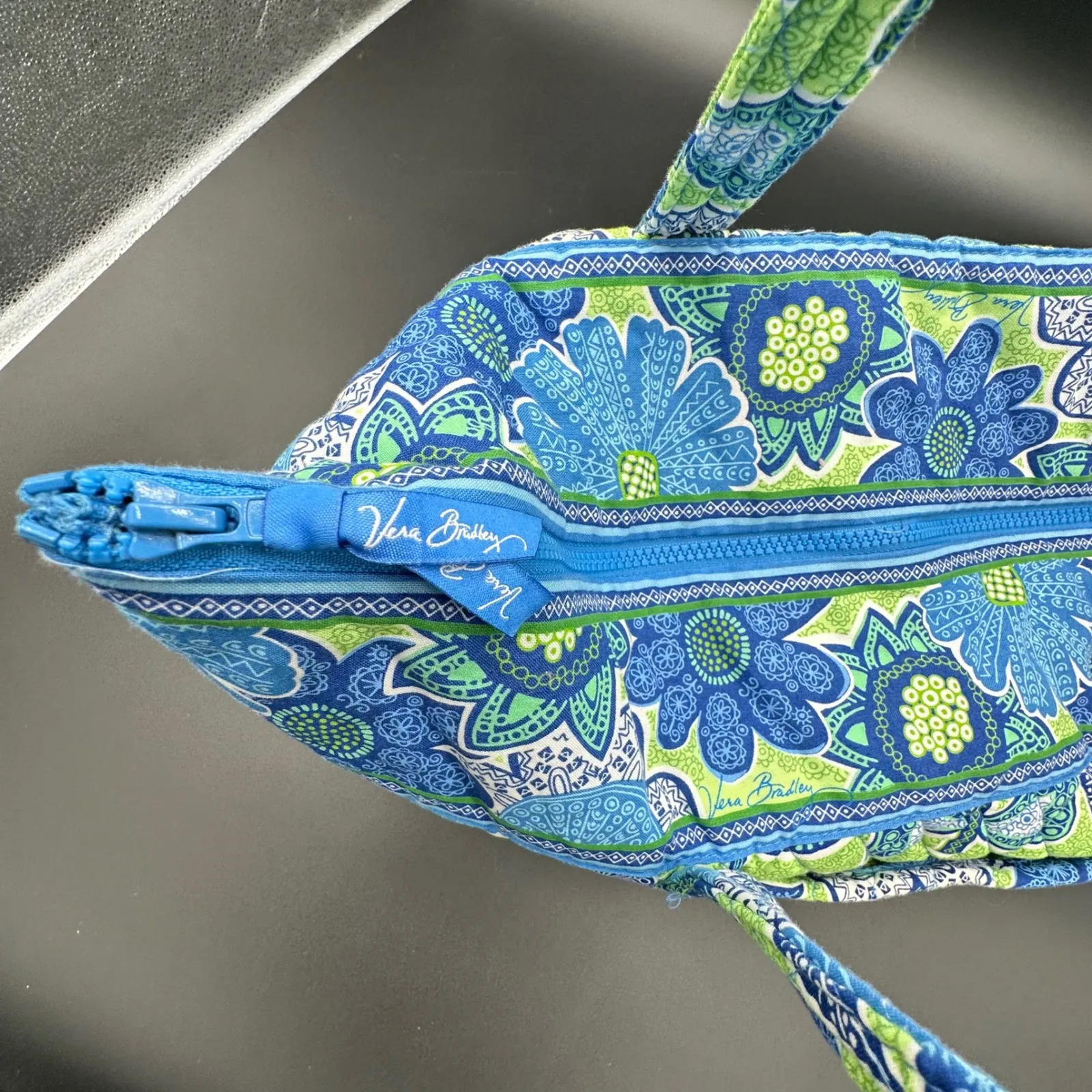 Doodle Daisy Vera Bradley Shoulder Bag Tote Large Blue Green Floral - Image 3