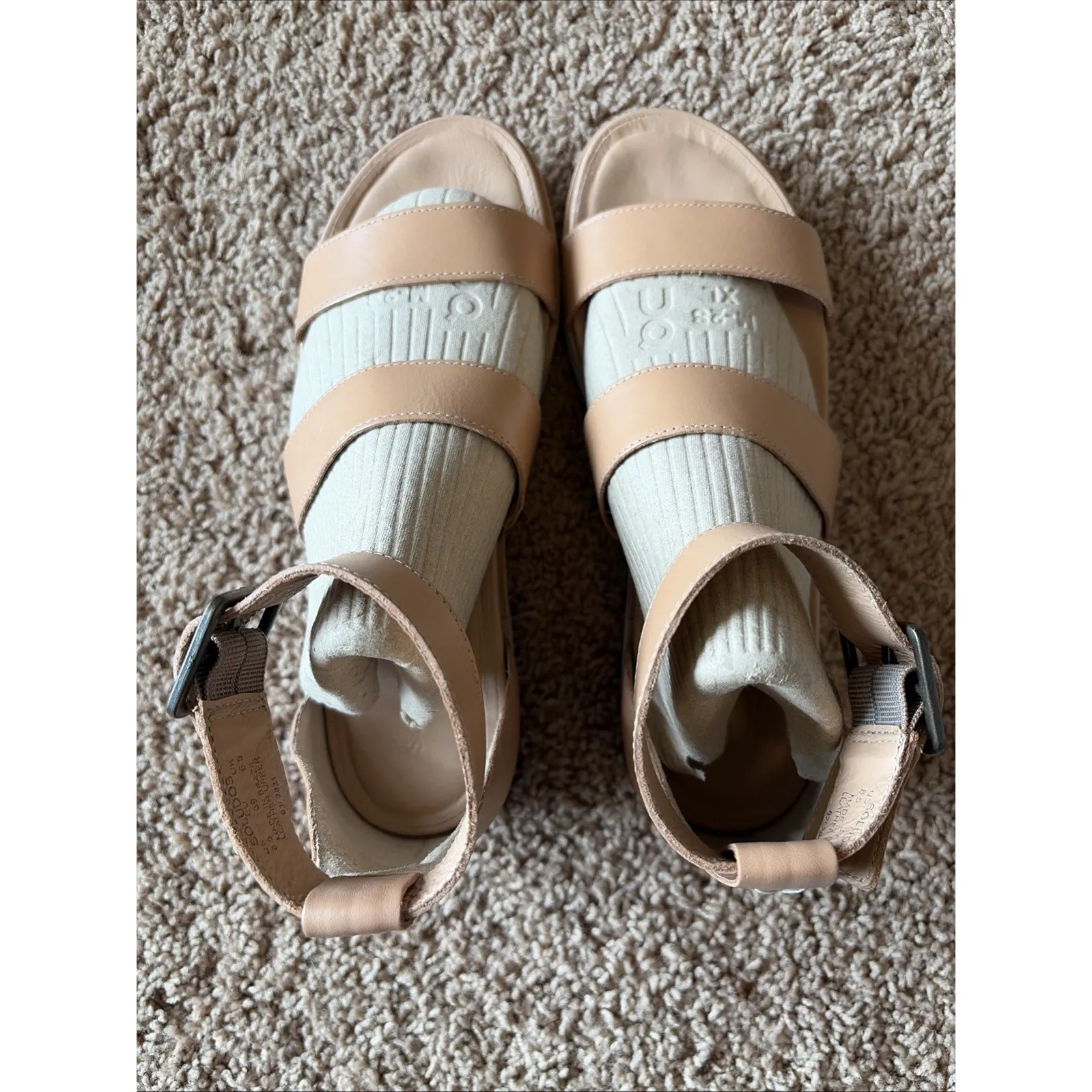 Soludos Cara City Camel Brown Leather Sandals Casual Shoes Womens US 8.5 EU 39 - Image 2