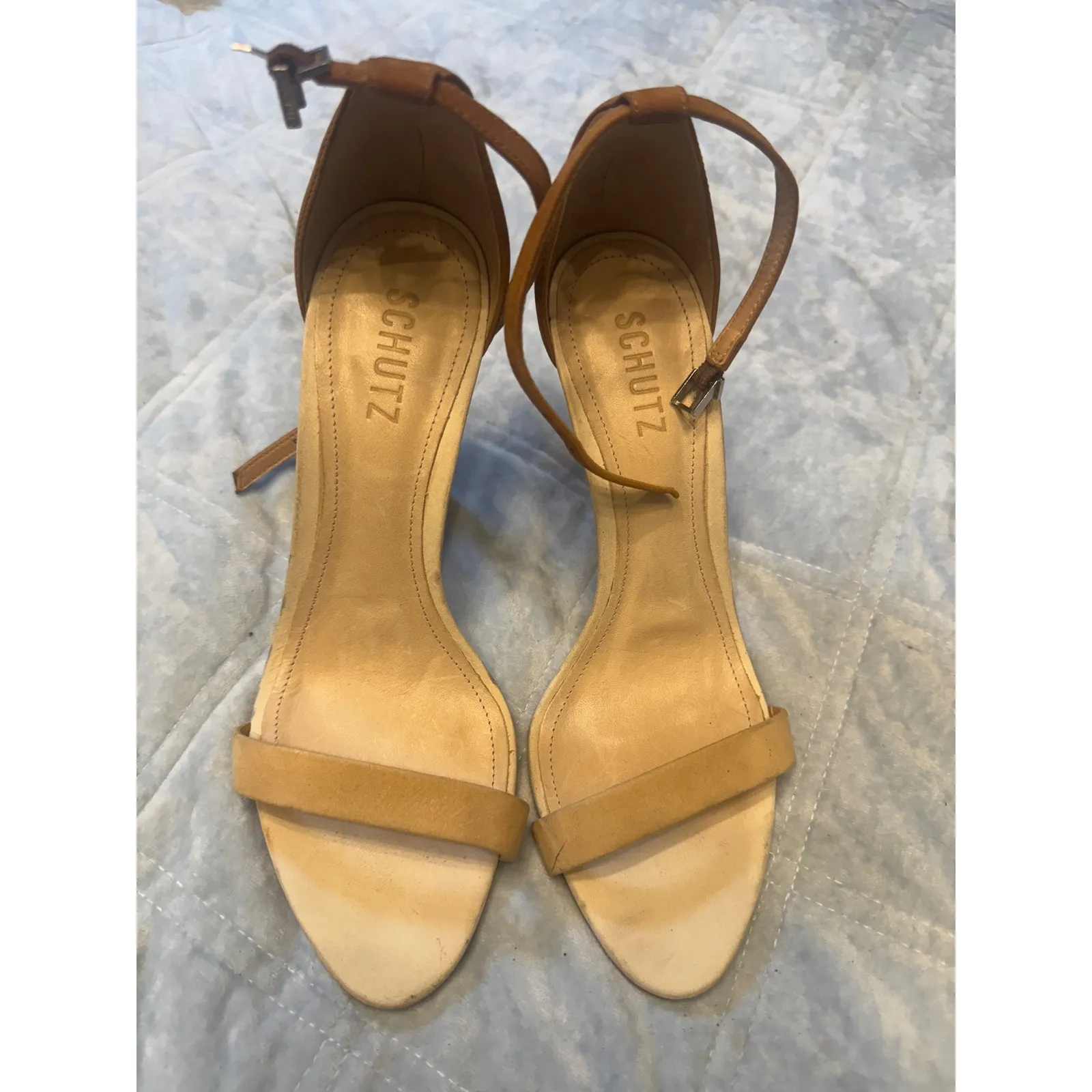 Schutz Womens Ankle Strap Heeled Sandals Heels Shoes Brown Size - Image 3