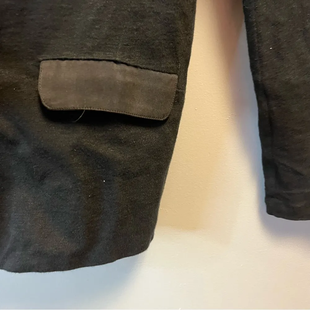 Majestic Filatures Cardigan Black 100% Linen Open Front Blazer Sz 1 (XS/S) EUC - Image 7