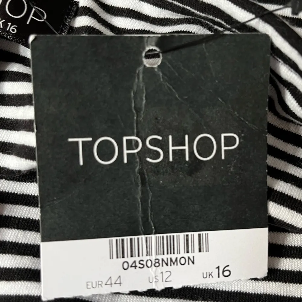 Topshop Striped Tube Top Black White Size 12 New - Image 6