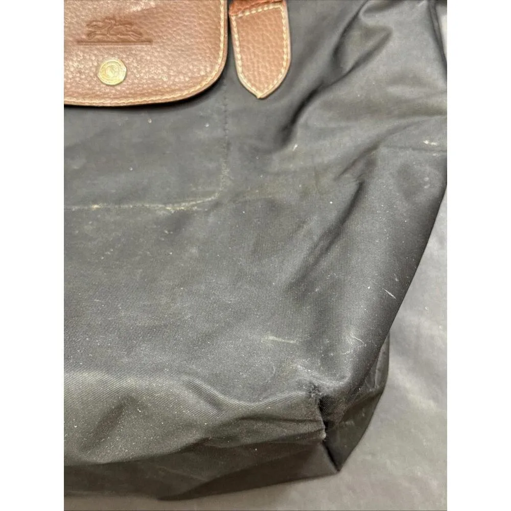 Longchamp Les Pliags Small Black Top Handle Nylon Packable Tote Bag Purse READ - Image 3