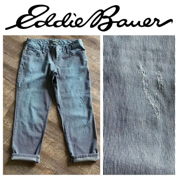 Eddie Bauer Pants Indigo Stripe Lightly Distressed 2 Petite Outdoors - Image 4