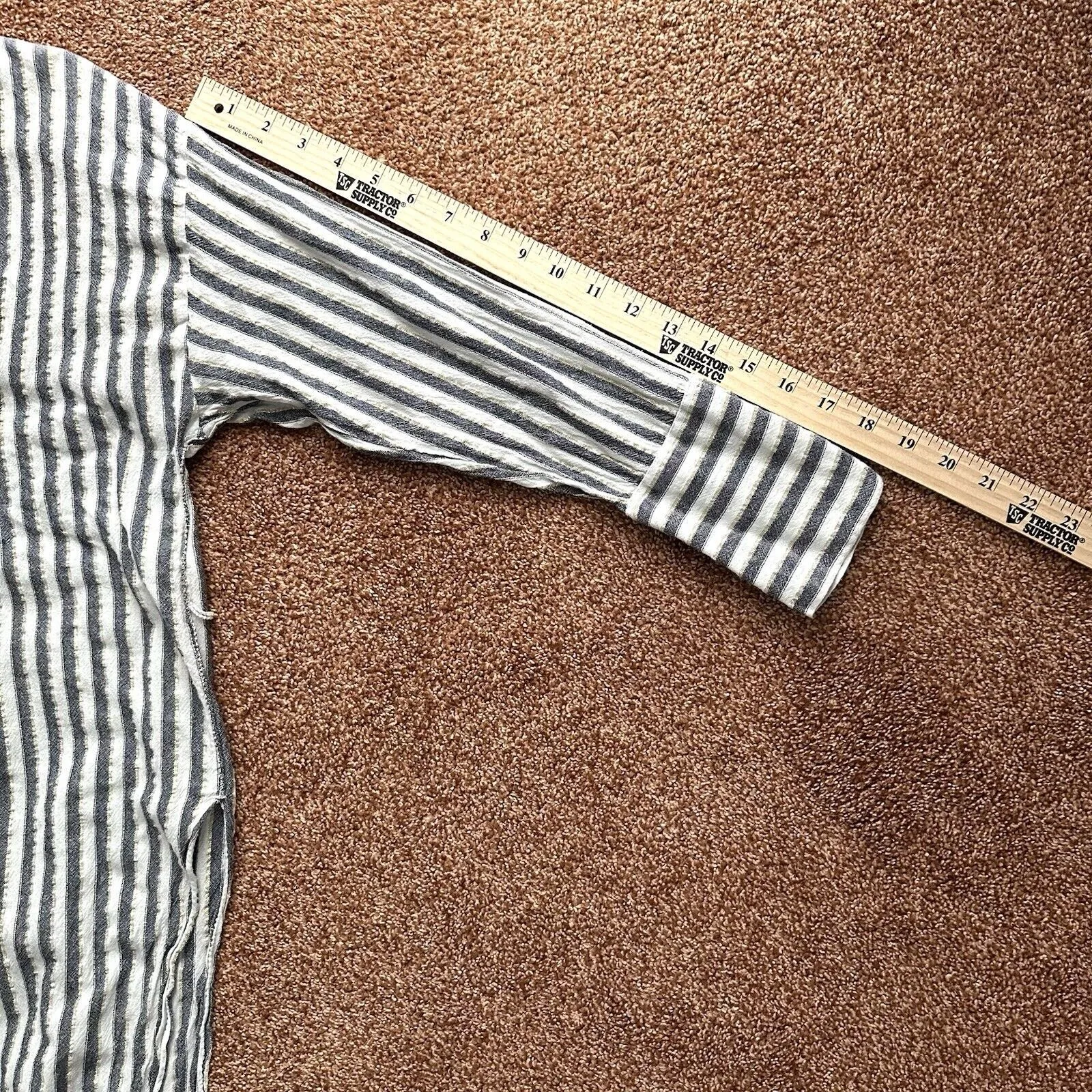 Zara Top Women’s XS Tunic White Blue Gold Stripe Button Down Long Sleeve - Image 10