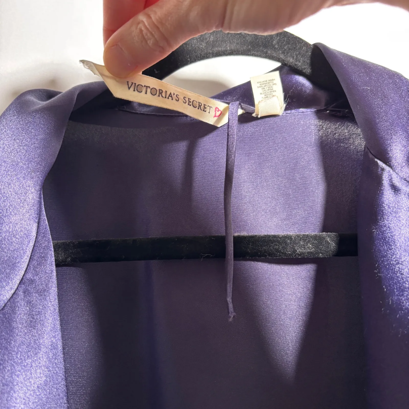 VTG Victoria's Secret Purple Satin Robe Gold Trim Womens M Elegant Loungewear VS - Image 5