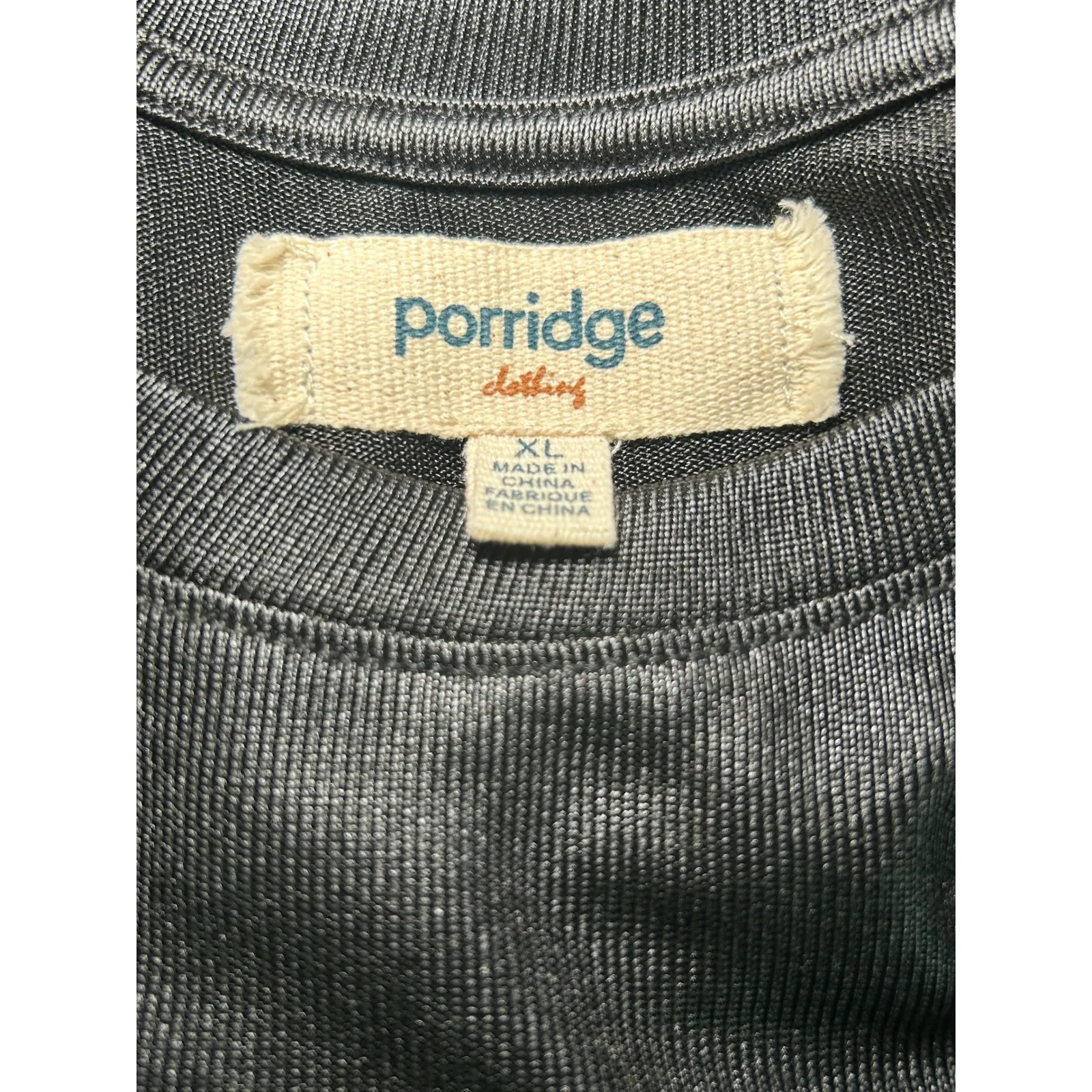 Anthropologie Porridge Black Sheer Short Sleeve Shiny Crop‎ Top T Shirt Size XL - Image 5