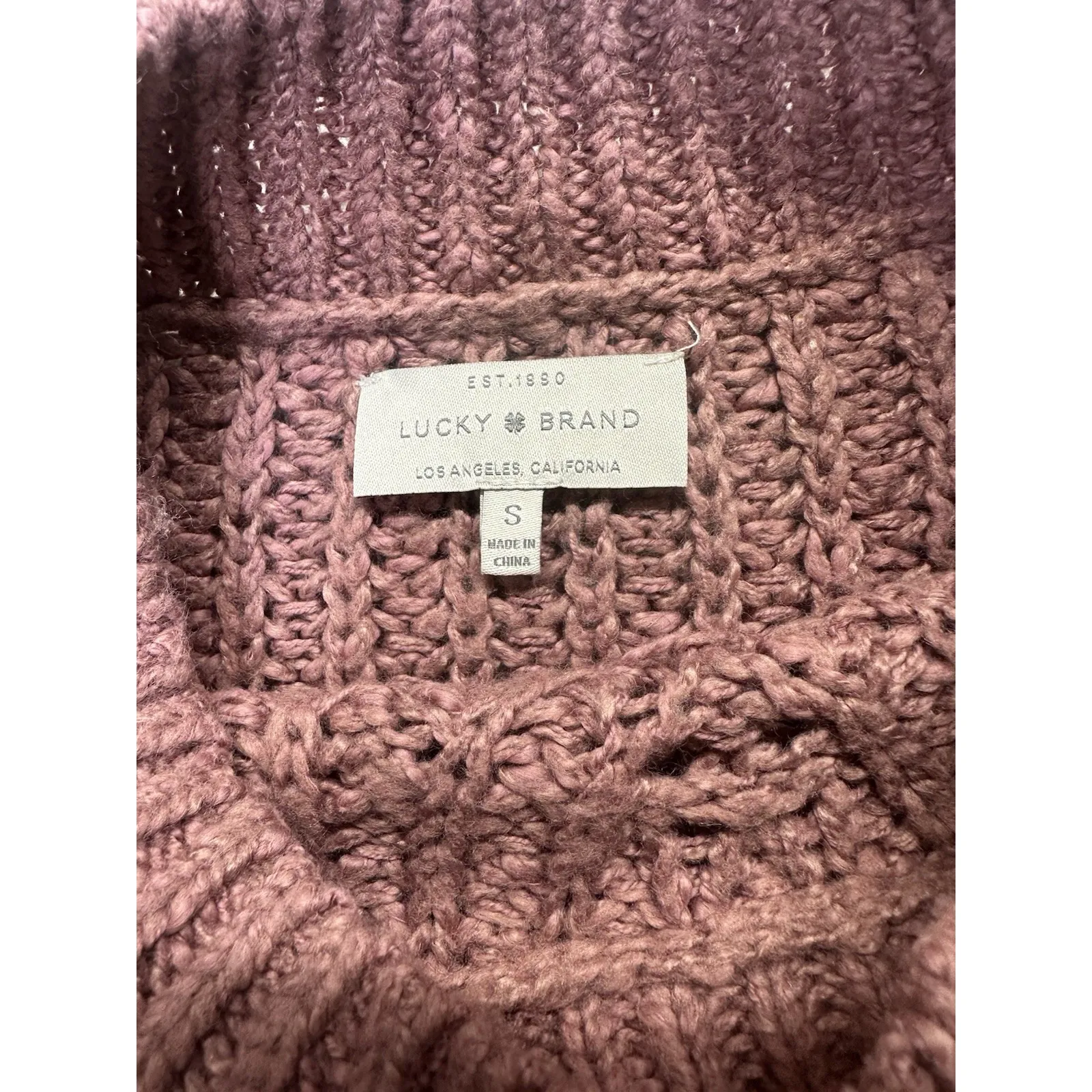 Lucky Brand Sweater Women's Small Pink ‎ Mauve Cable Knit Warm Boho Cozy - Image 3