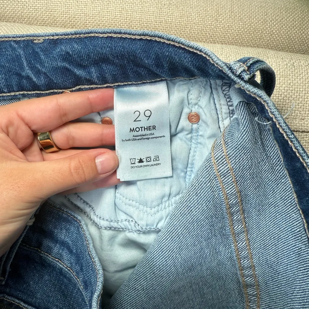 NWT MOTHER Superior The Swisher Sneak Frayed Wide-Leg Jeans Size 29 - Image 11