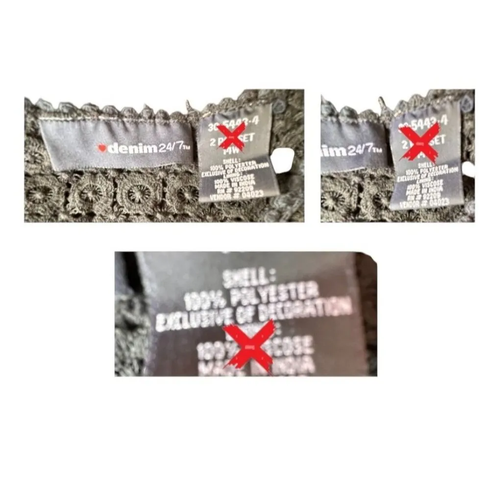 Denim 24 7 Blouse 14W Black Semi Sheer Swiss Dots Flutter Sleeves Crochet - Image 12