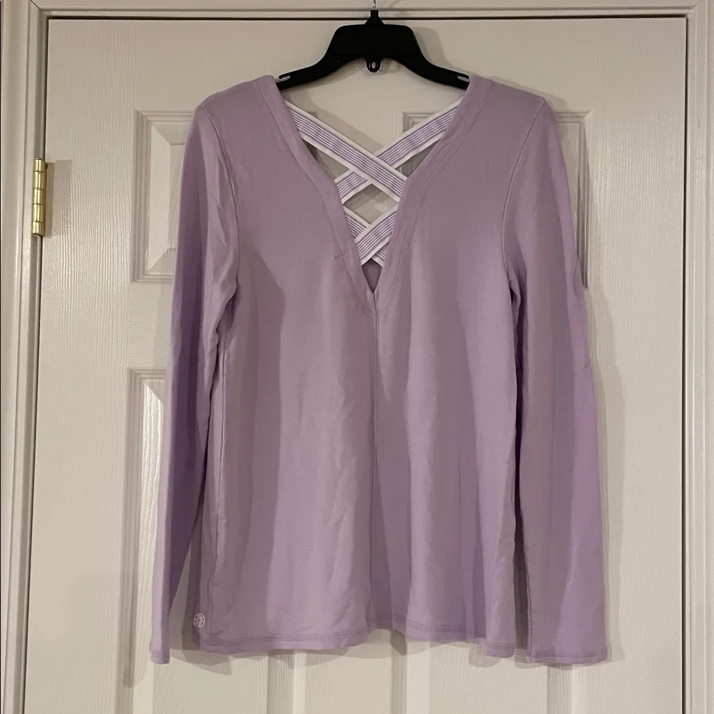 Lilly Pulitzer Lavender Long Sleeve V-Neck Top - Image 2