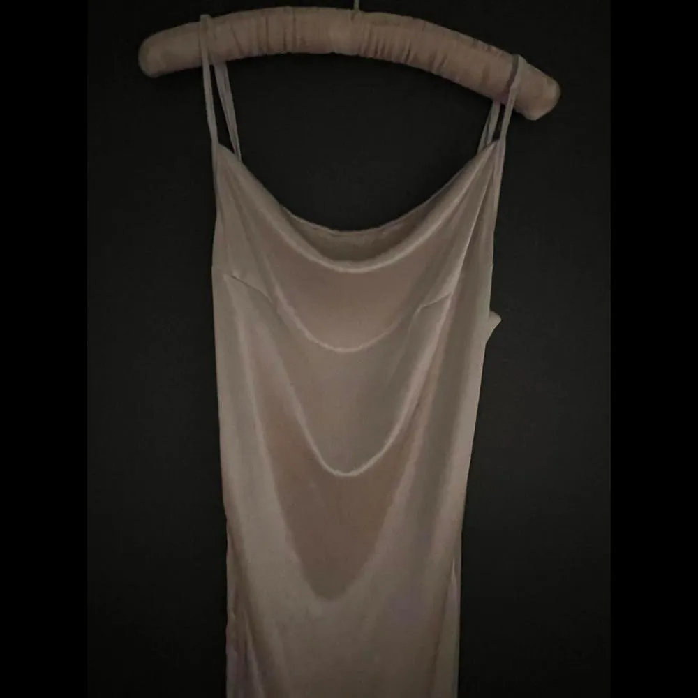 Elegant White Satin Slip Dress with Adjustable Side tie - Image 2