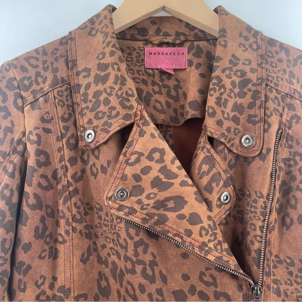 MARRAKECH x Anthropologie Jacket Size Small Marni Leopard Moto Animal Print Zip - Image 6