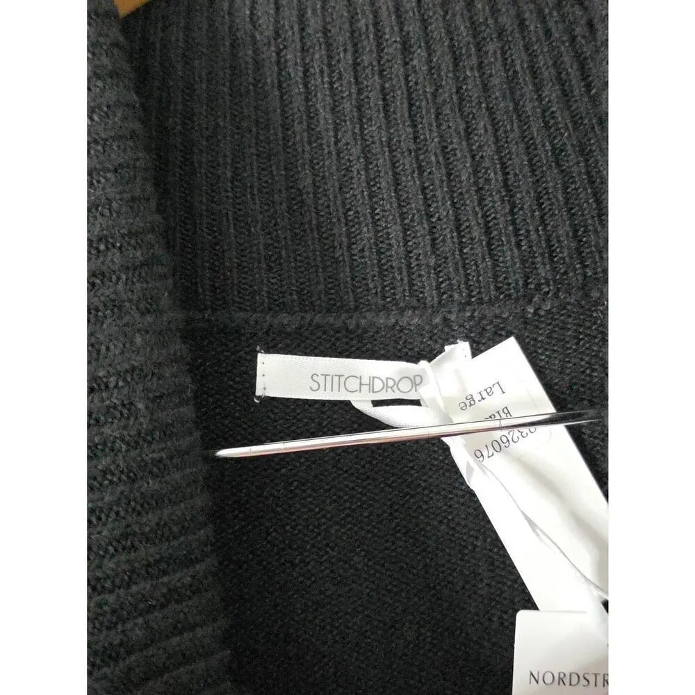 STITCHDROP Heather Black Turtleneck Sweater Dress Kangaroo Pocket Size L NEW Size L - Image 5