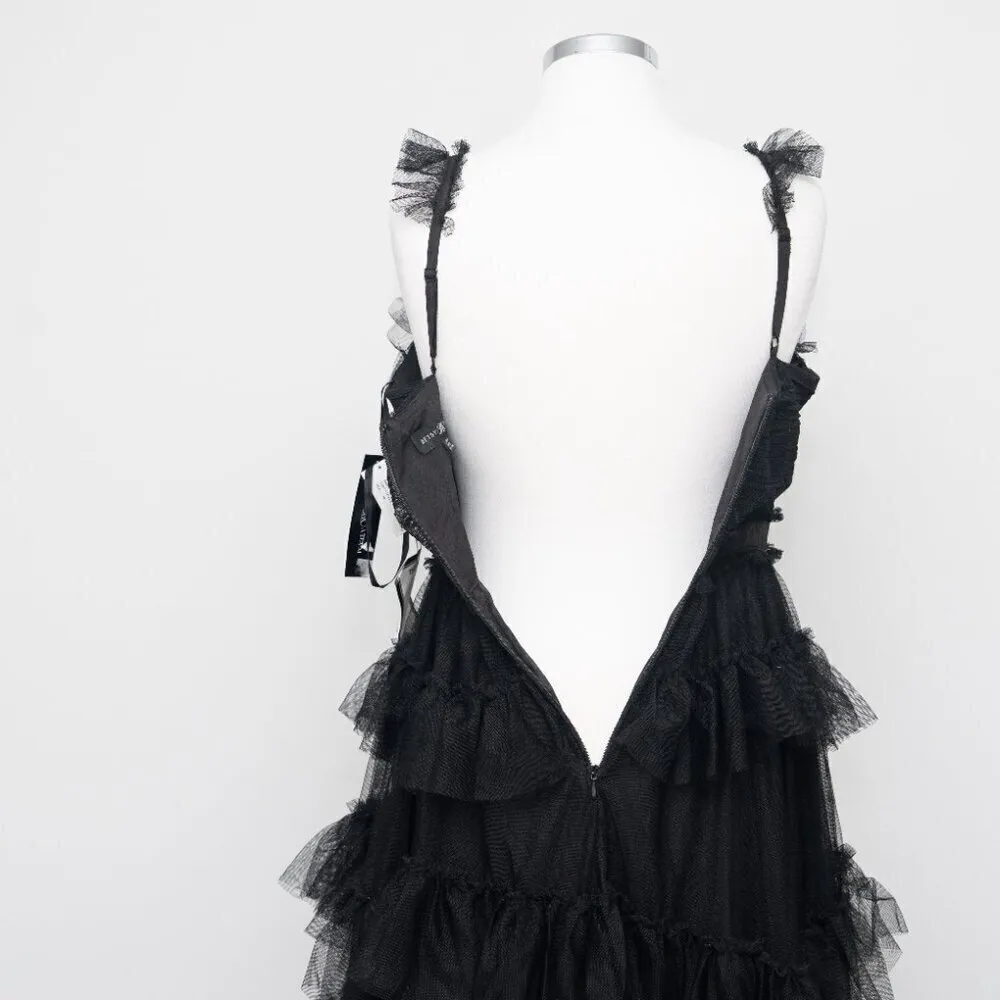 Betsy & Adam Gigi Long Ruffle Mesh Dress - Image 11