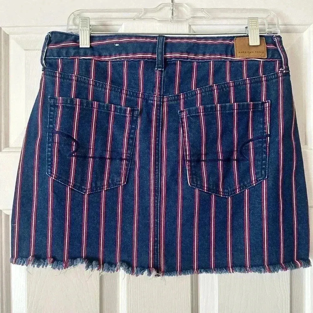 Denim Mini Skirt with Stripes - Image 2