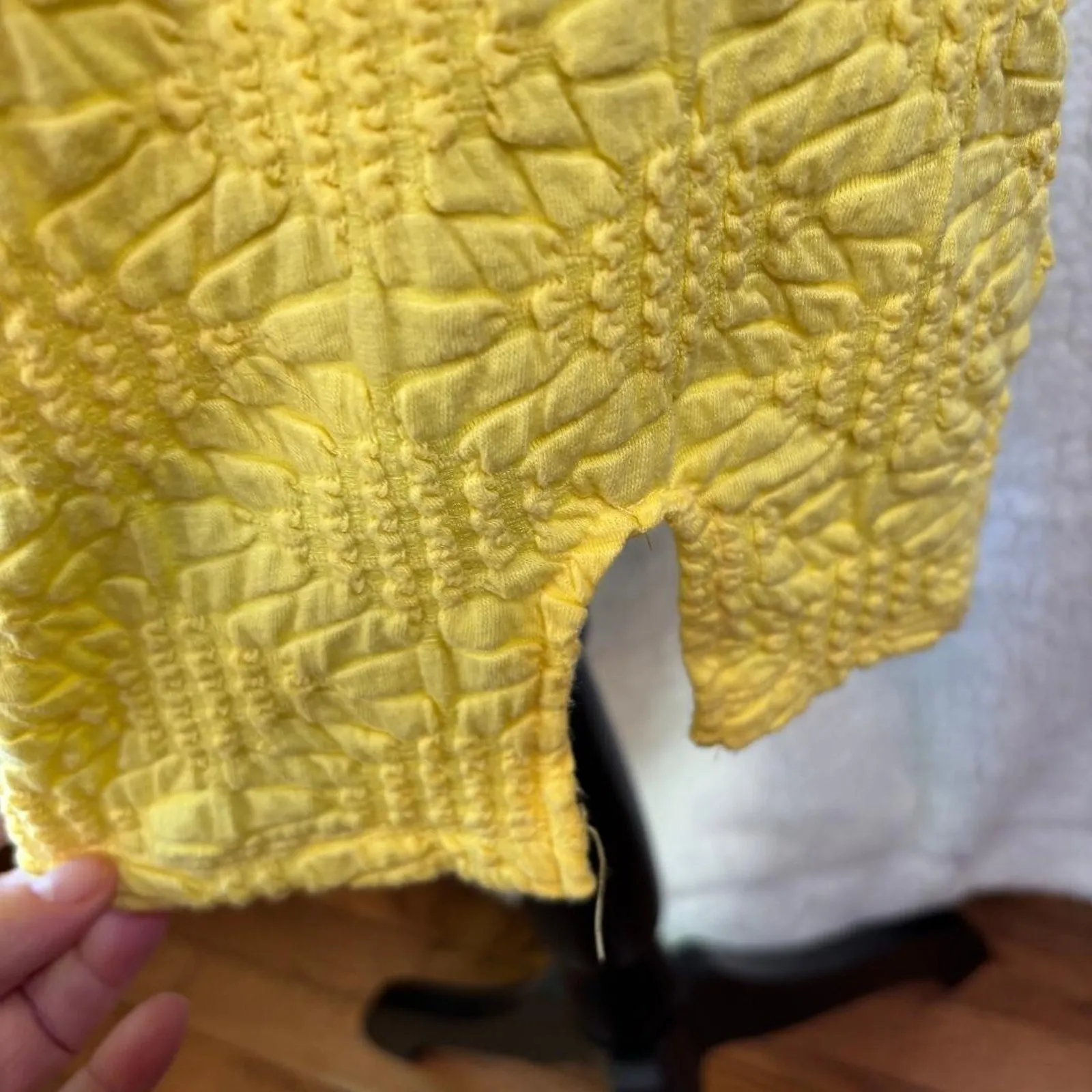 Wild Fable Yellow Halter Knee Length Dress with side slit built in bra Size M - Image 3