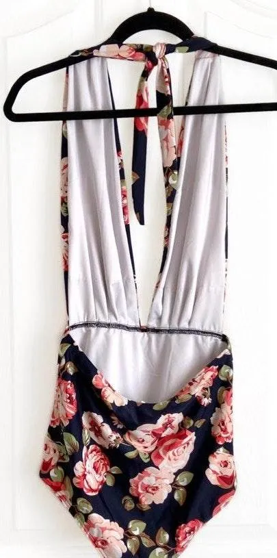 COCOSHIP Retro Floral One Piece Backless Swimsuit - Image 3