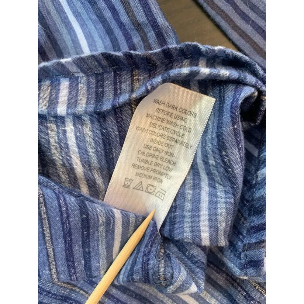 Roamans Striped Shirt Blouse Womens Plus Size‎ 22W Button Up Blue Church Office Size undefined - Image 7