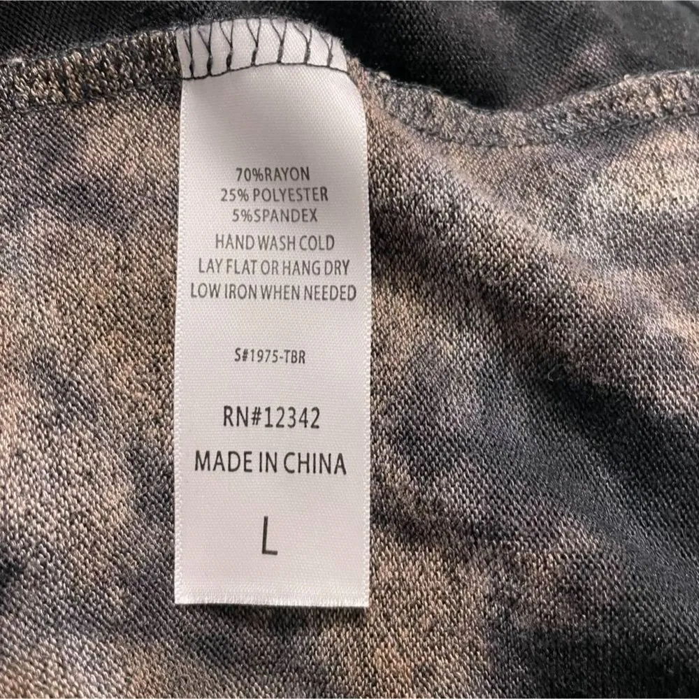 COIN 1804 Size Large Top Blouse Turtleneck Acid Wash Tie Dye Long Sleeve - Image 6