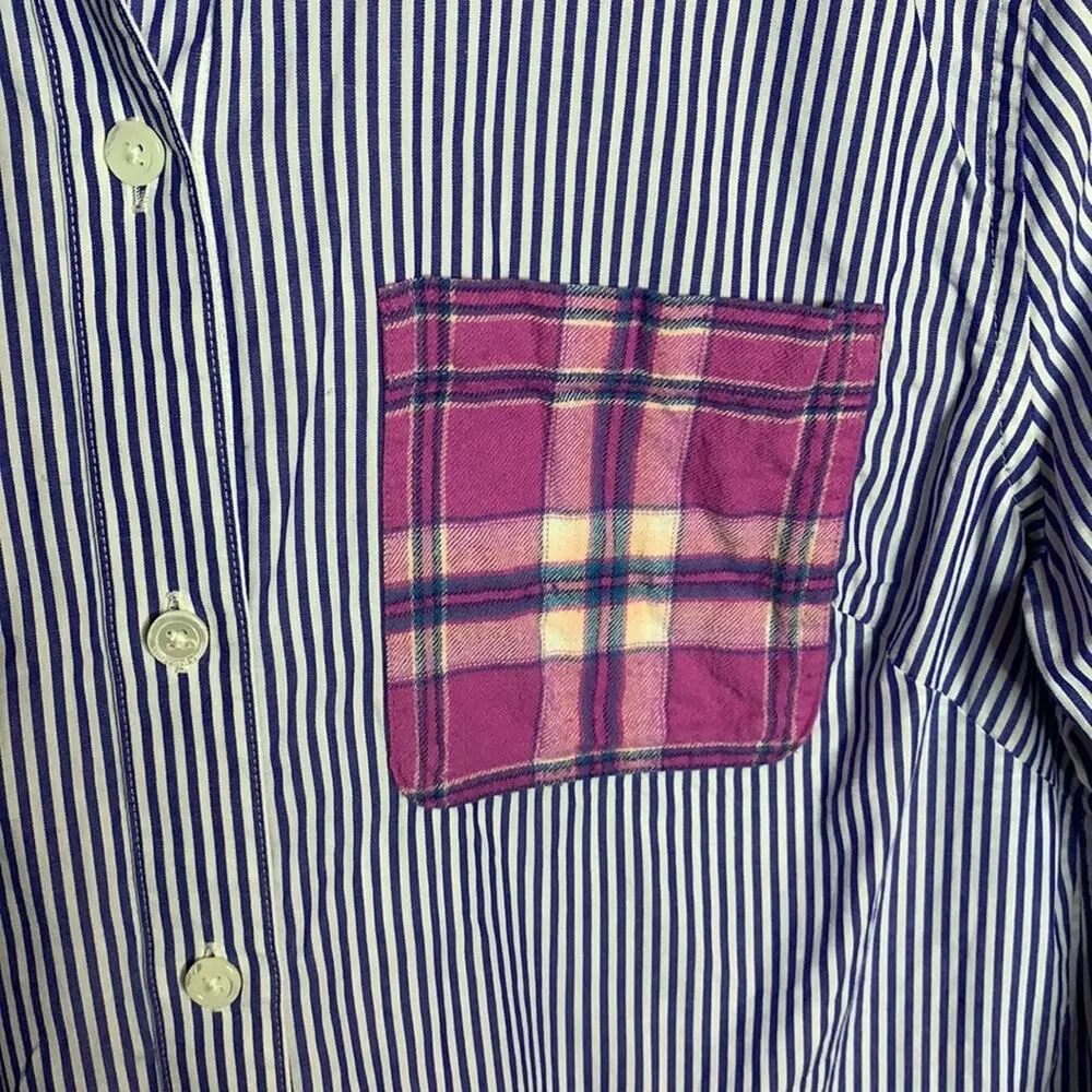 Vineyard Vines Women’s Poplin Flannel Accents Combo Button-down Shirt W-279 Sz 4 - Image 3