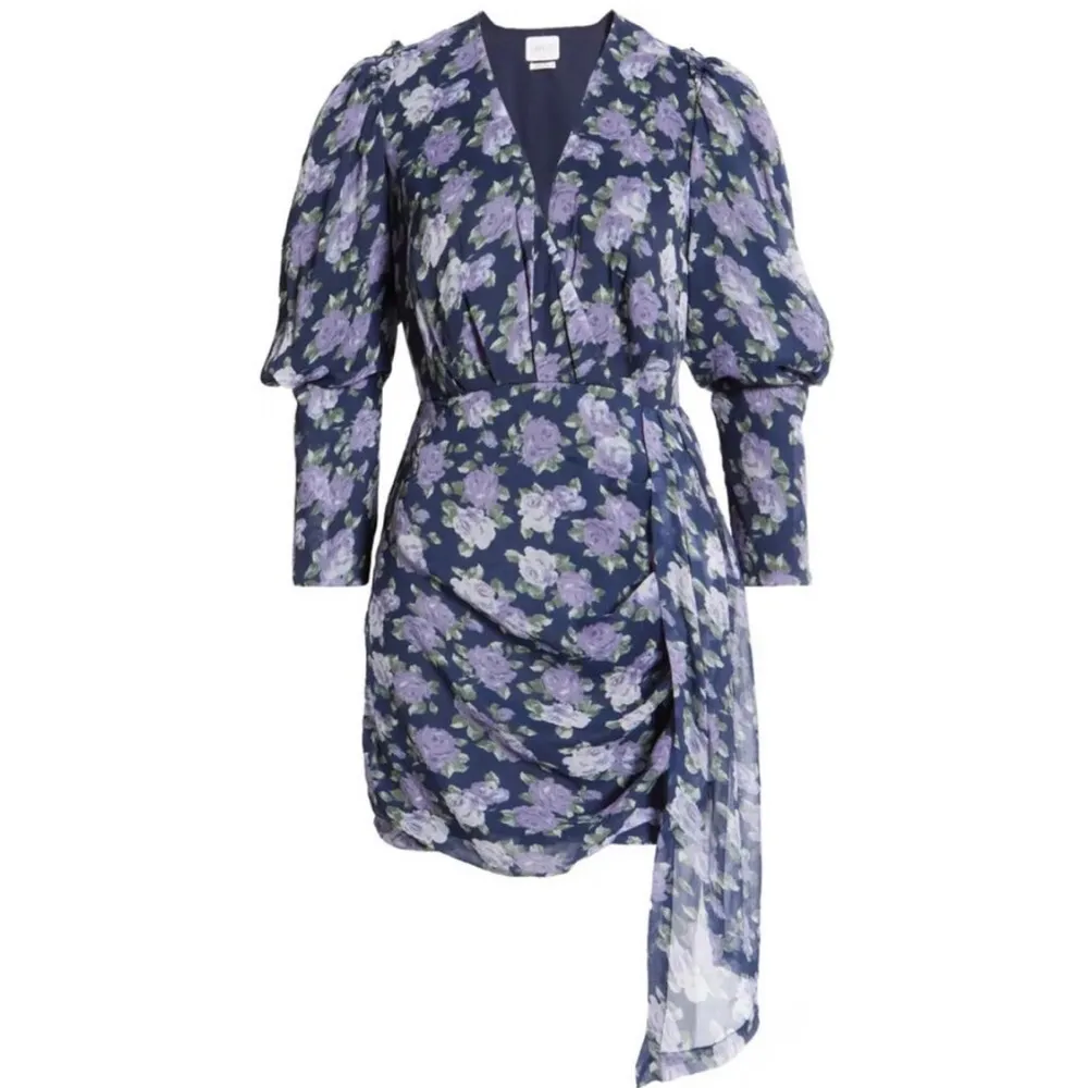 SAYLOR Merritt Floral Puff Sleeve Mini Dress in Navy Floral Multi, XL - Image 6