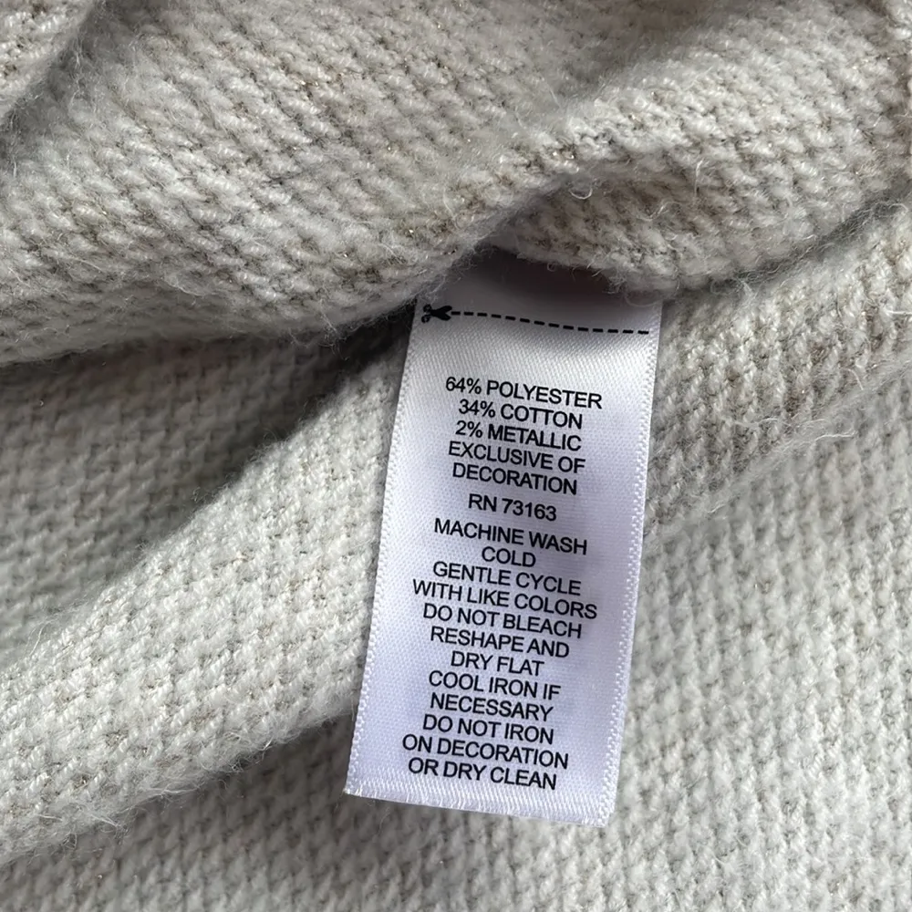 CUPIO cropped short sleeve funnel neck drawstring exposed seam metallic thread S - Image 8