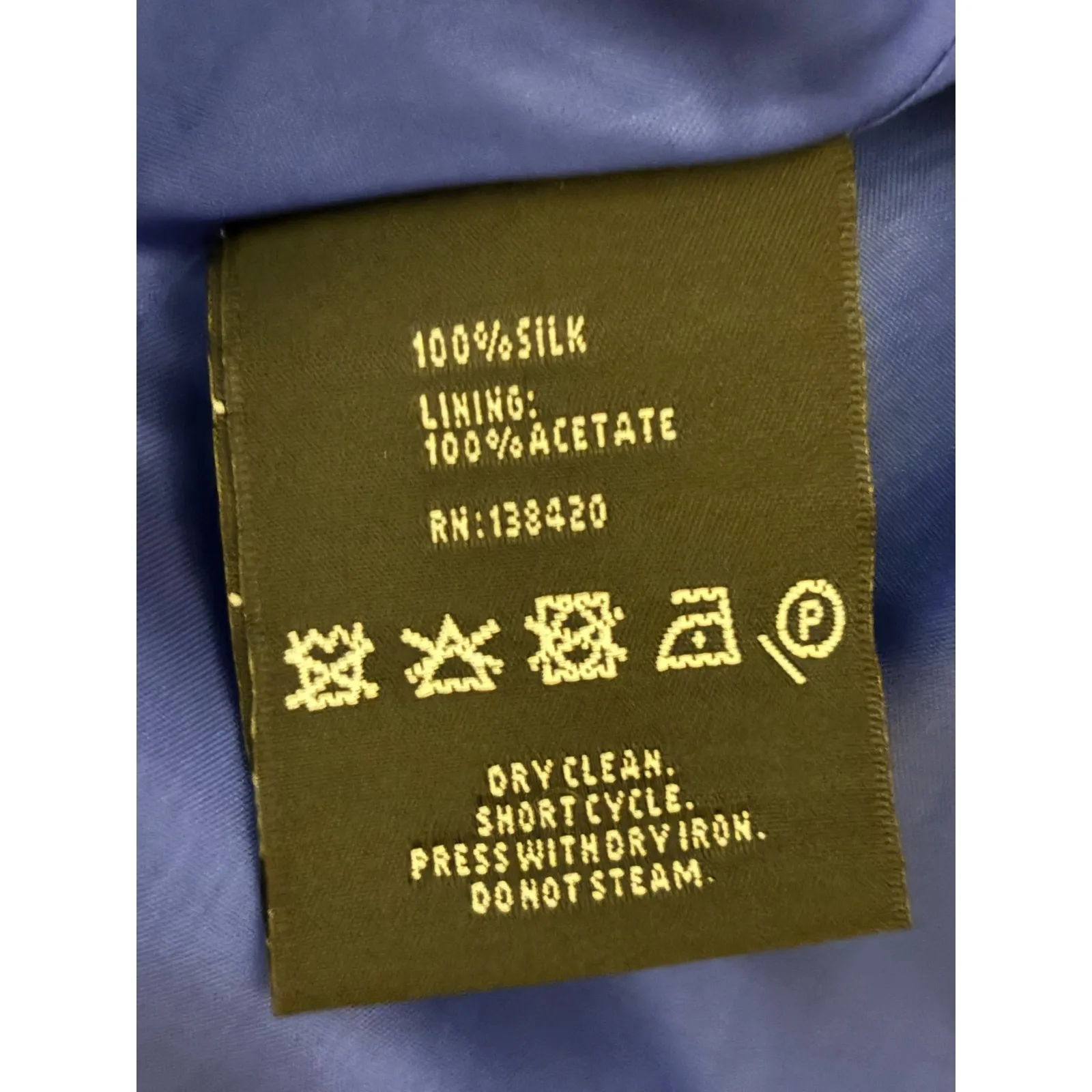 CARLISLE Womens Blue Silk Blazer Jacket Size 10 Gold Chain Detail - Image 7