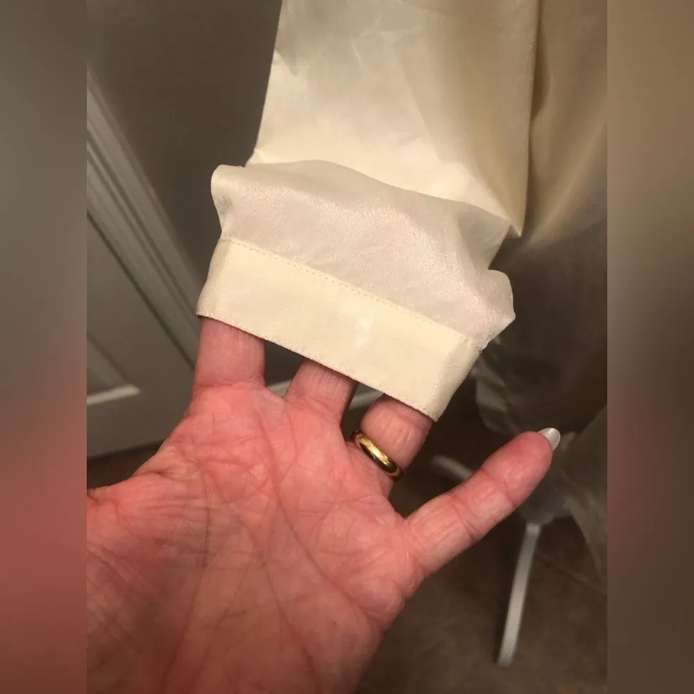 Vintage Candlelight Ivory High Neck Blouse from FML Sport Made in Hong Kong Size M - Image 5