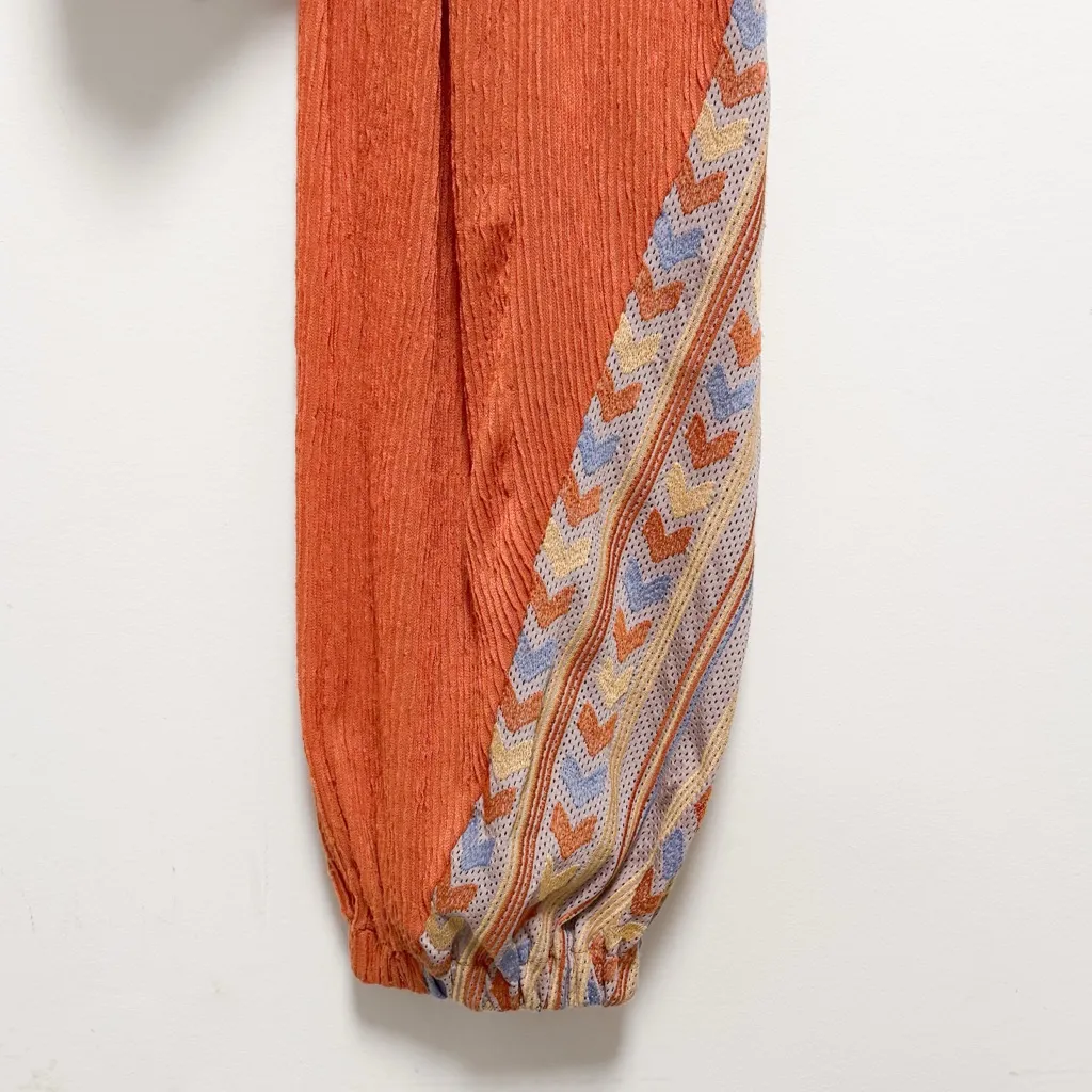 Free People Orange Ribbed Sleeveless Open Back Morning Rise Jumpsuit *FLAWS Size M - Image 10