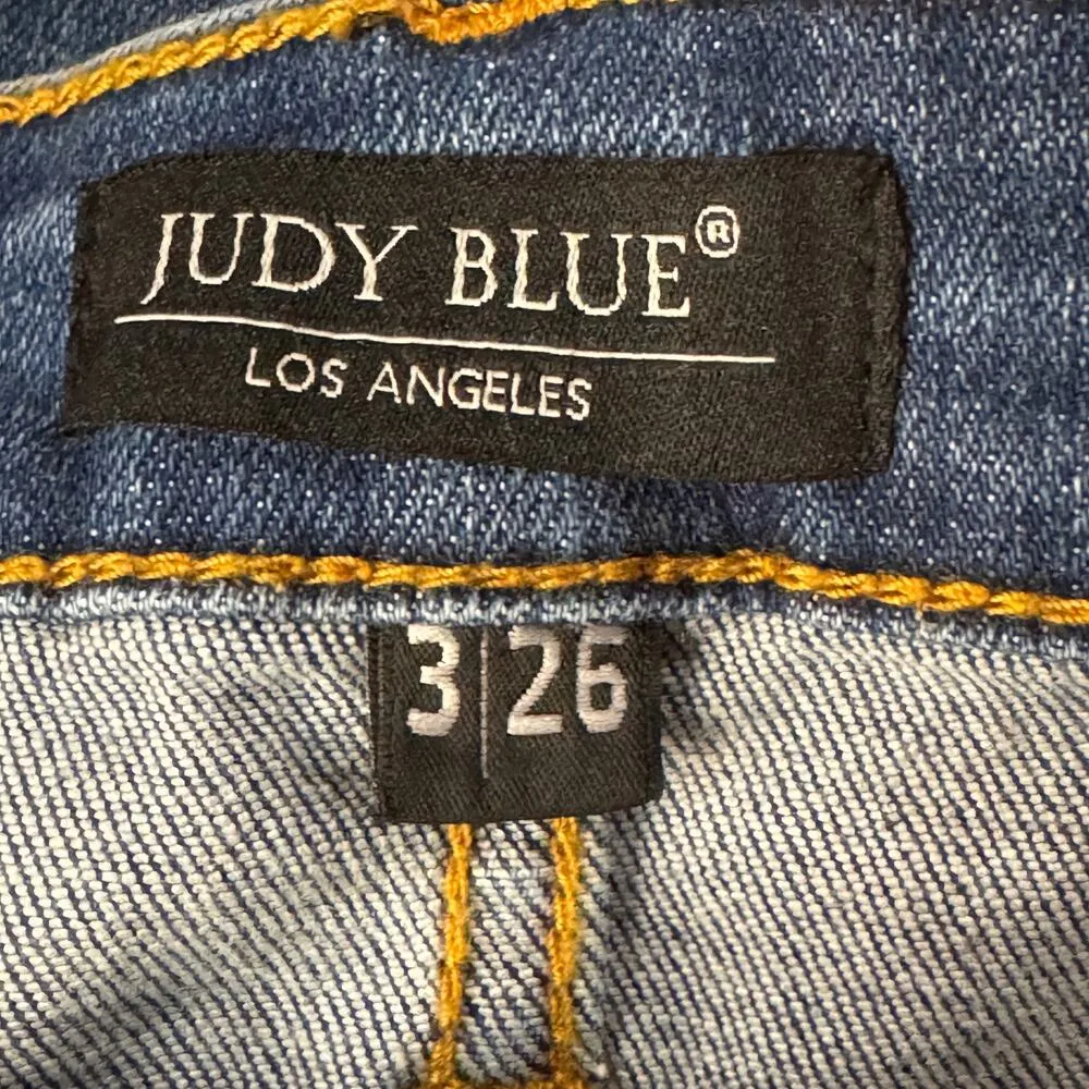 Judy Blue SZ 3/26 Straight Fit Jeans Distressed Stretch Hi-Rise Pockets Frayed - Image 9