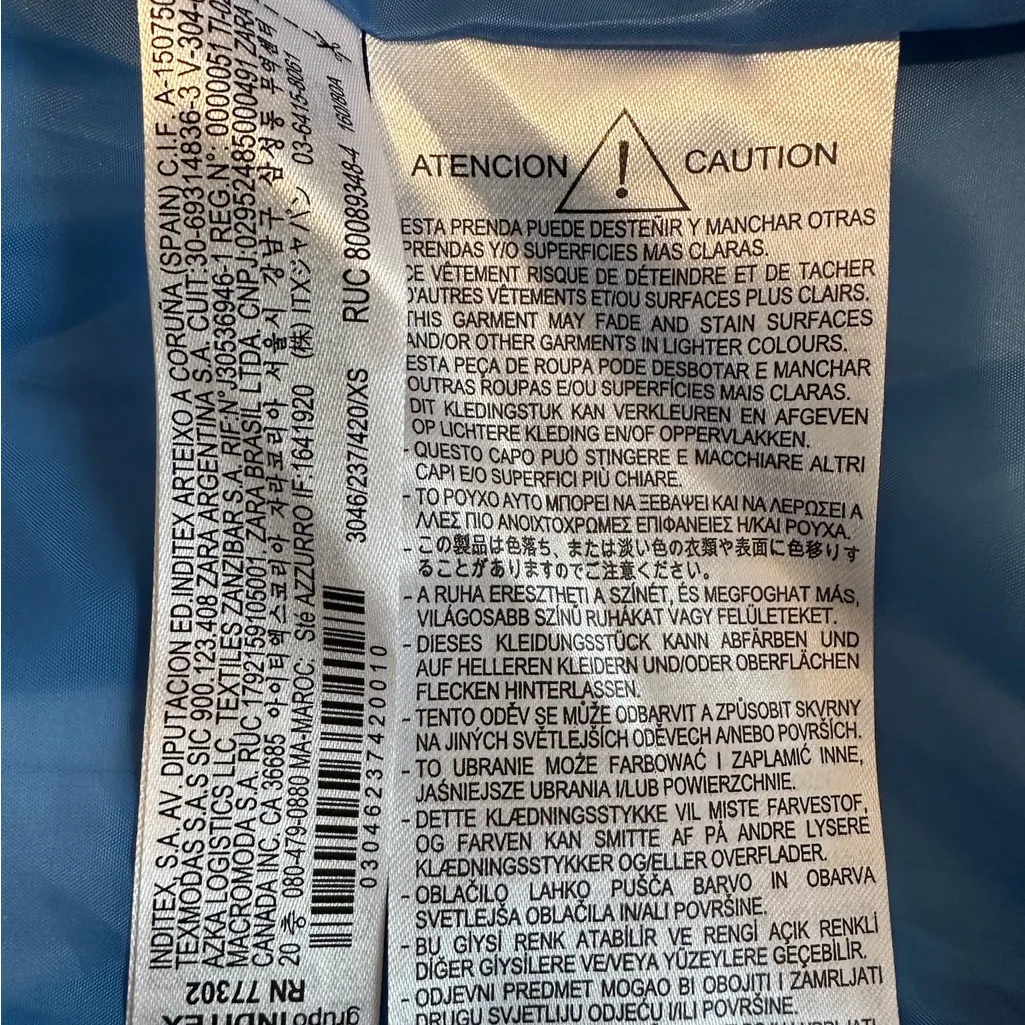 ZARA Faux Leather Blue Moto Jacket XS Biker Blogger Favorite TikTok Style - Image 10