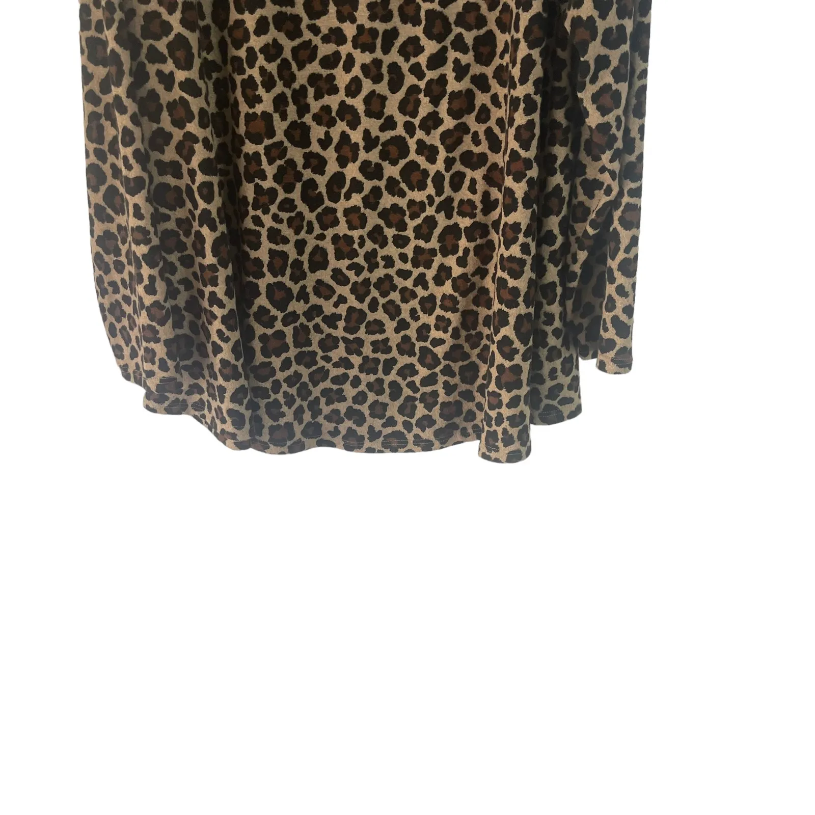 Green Envelope Women's Plus Size 2X Animal‎ Cheetah Brown Print Tunic Sweater - Image 3