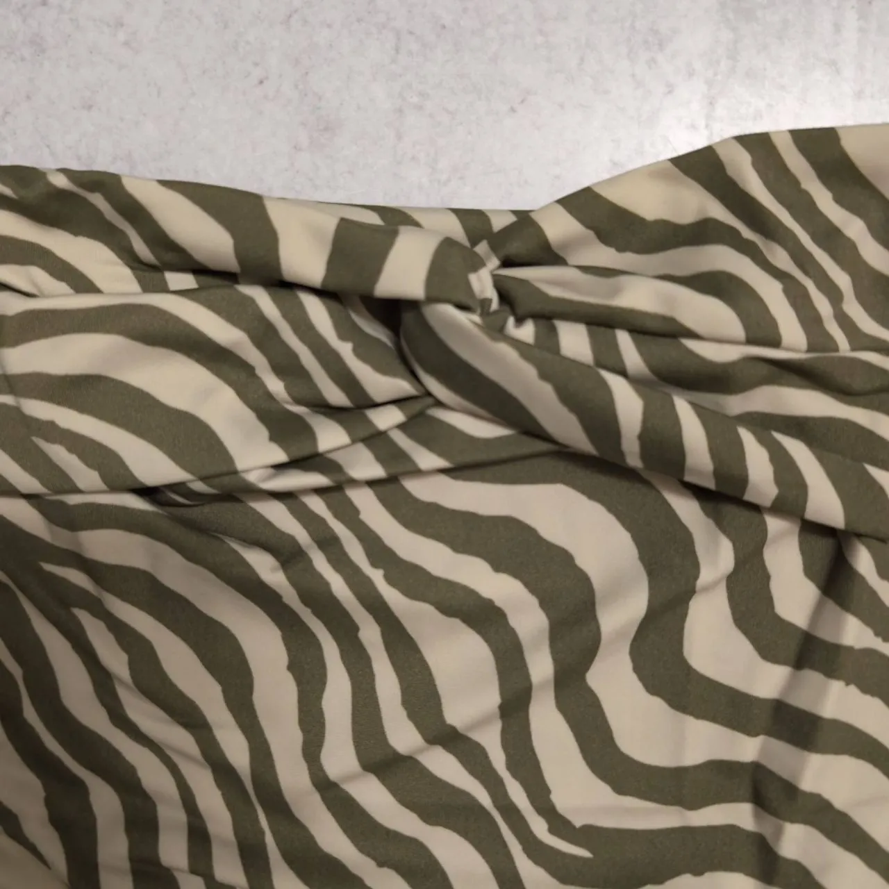 NWT Andie The Portofino Bottom Bias Stripe Olive Zebra Twisted High Waist Swim M - Image 3