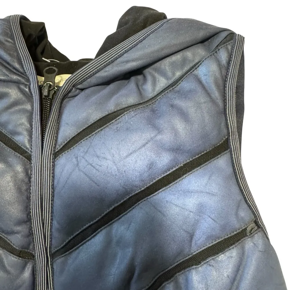 Blanc Noir Mesh Inset Reflective Midnight Blue Puffer Vest - Image 7