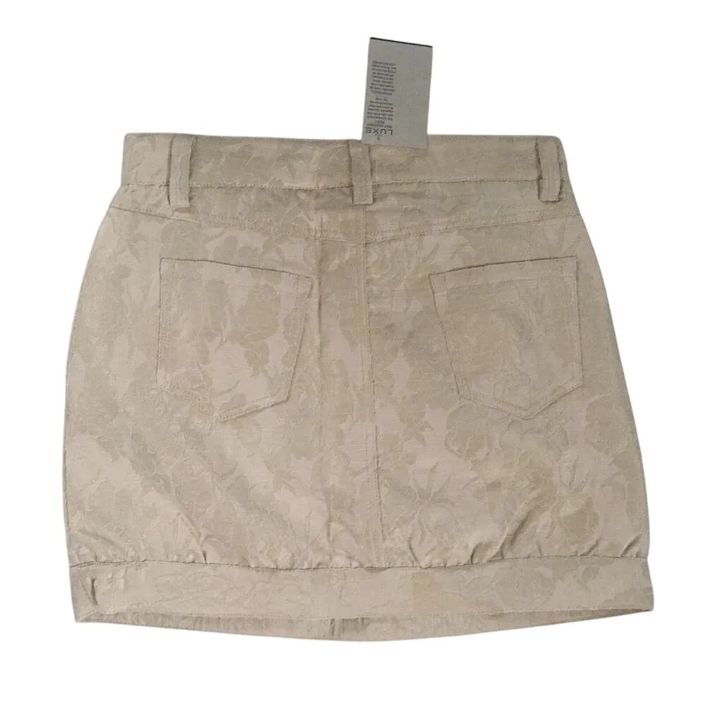 Cache Luxe Gold Metallic Jacquard Banded Bottom Skirt Textured New $158 NWT - Image 4