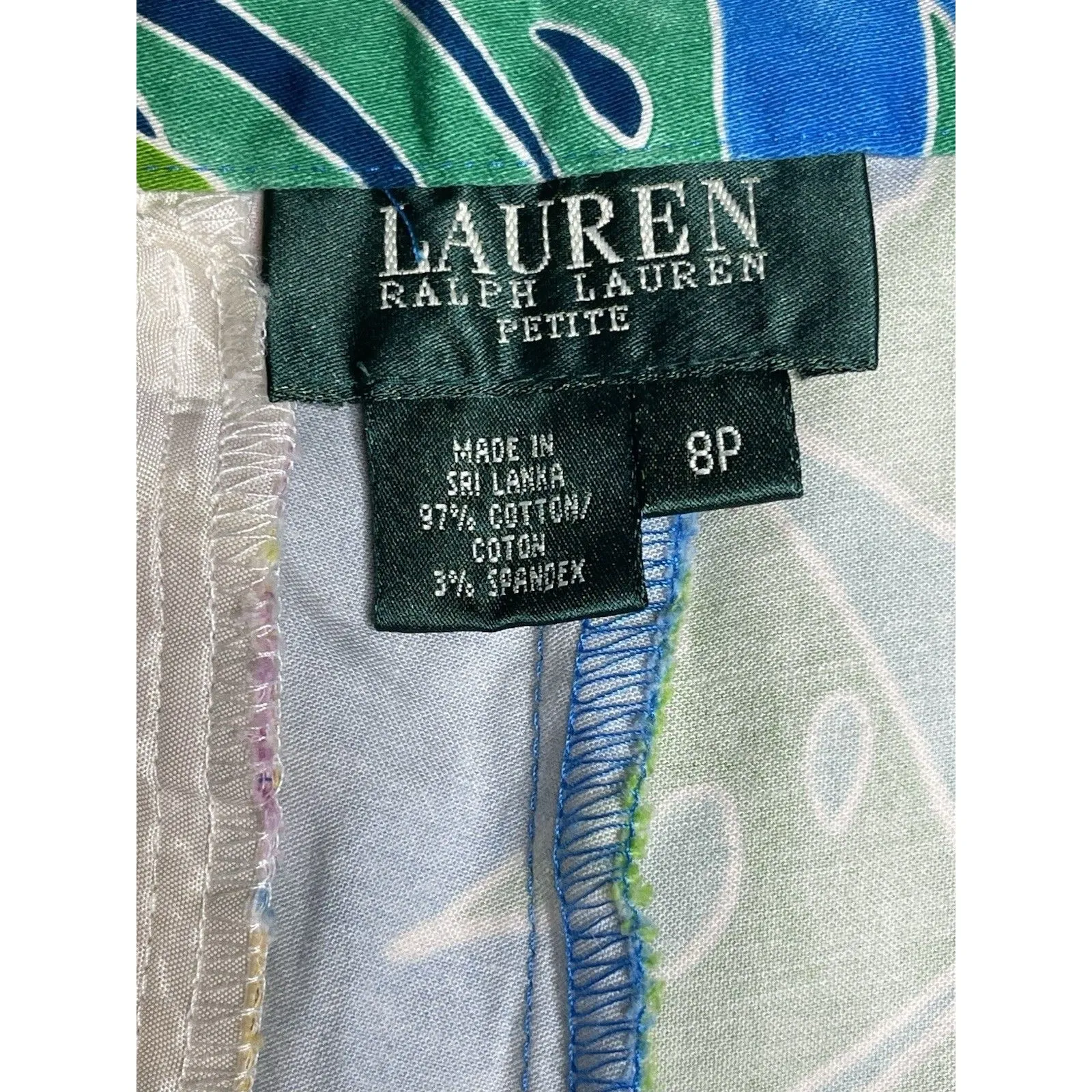 Lauren Ralph Lauren Tropical Print Stretch Resort Wear Capri Pants Size 8 P - Image 9