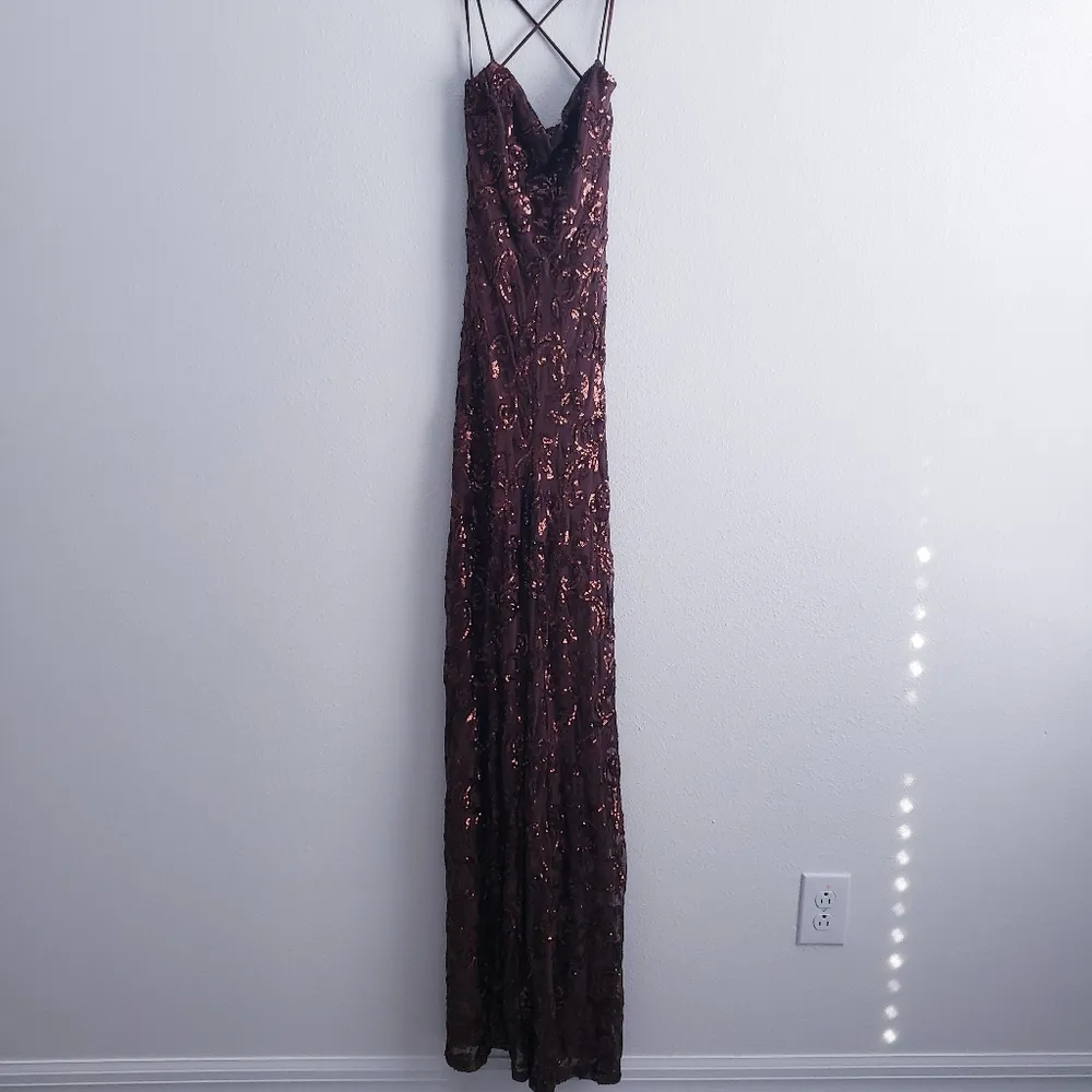 Windsor Radiate  Brown Sequin Lace Up Jumpsuit - Image 3