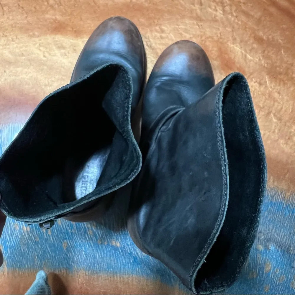 Diesel black leather distressed pull on engineer boots size 38 - Image 10