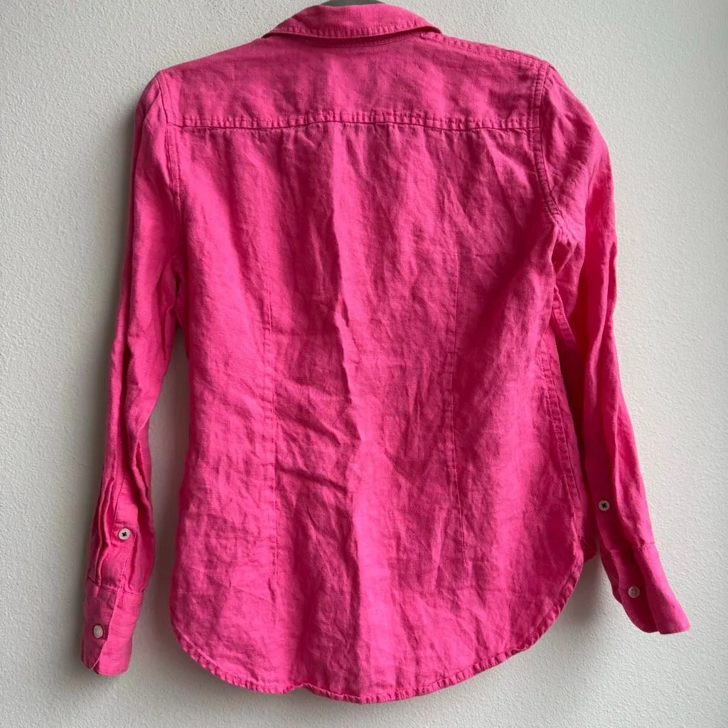 J. Crew Baird McNutt Garcon Slim Fit Irish Linen Shirt Hot Pink Size 2 / XS - Image 3