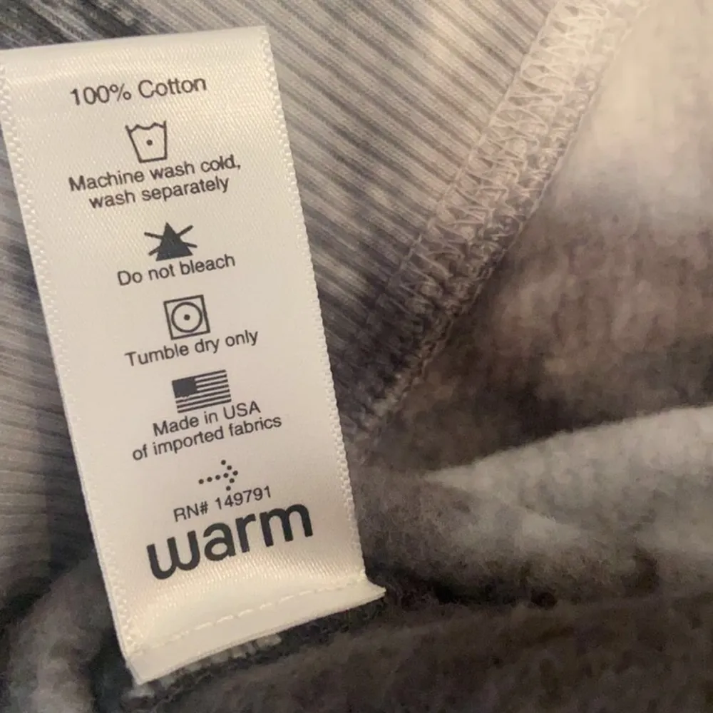 NWT Warm Tie Dye Hoodie Sweatshirt Black & Grey w Rainbow Drawstring Oversized - Image 9