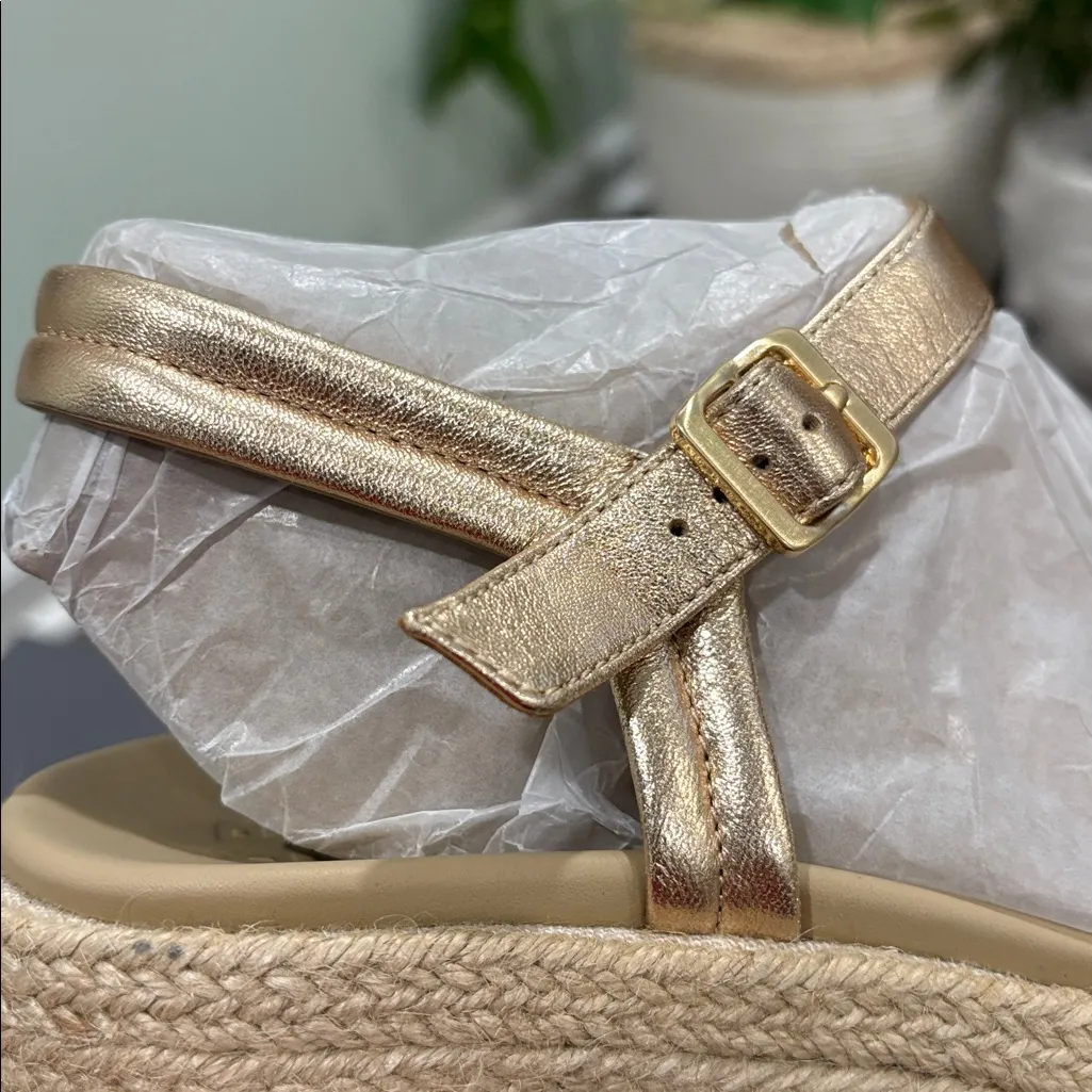 Abeo Solstice Buckle wedge sandal comfort cushioned gold metallic shoes size 7.5 - Image 13