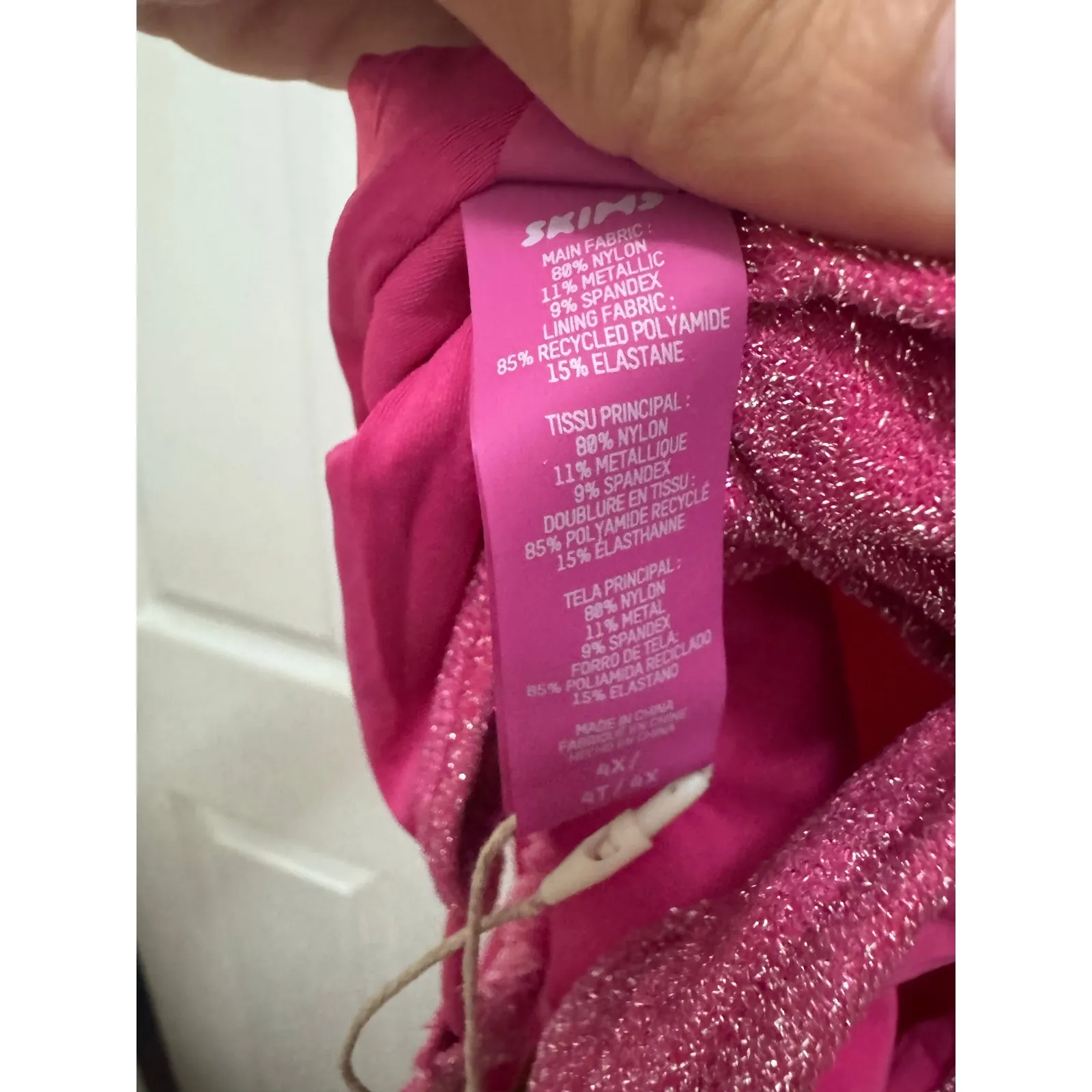 SKIMS Size 4x Magenta Pink Glitter Sparkle Swimsuit Sexy Cut Out Monokini NWT - Image 8