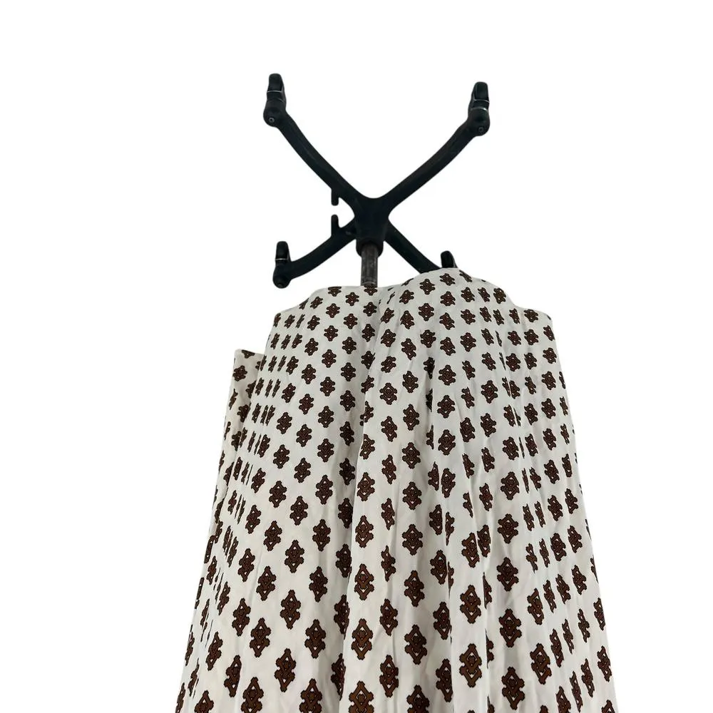 Tory Burch Cream Brown Geometric Printed Pleated Sleeveless Midi Dress Size‎ XS - Image 5