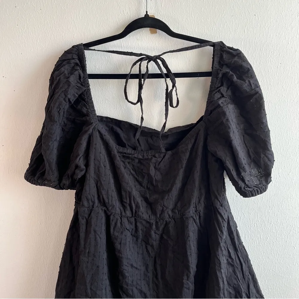 Eloquii Dress Black Eyelet Puff Sleeve Square Neck Mini Dress Sz 16 EUC - Image 13